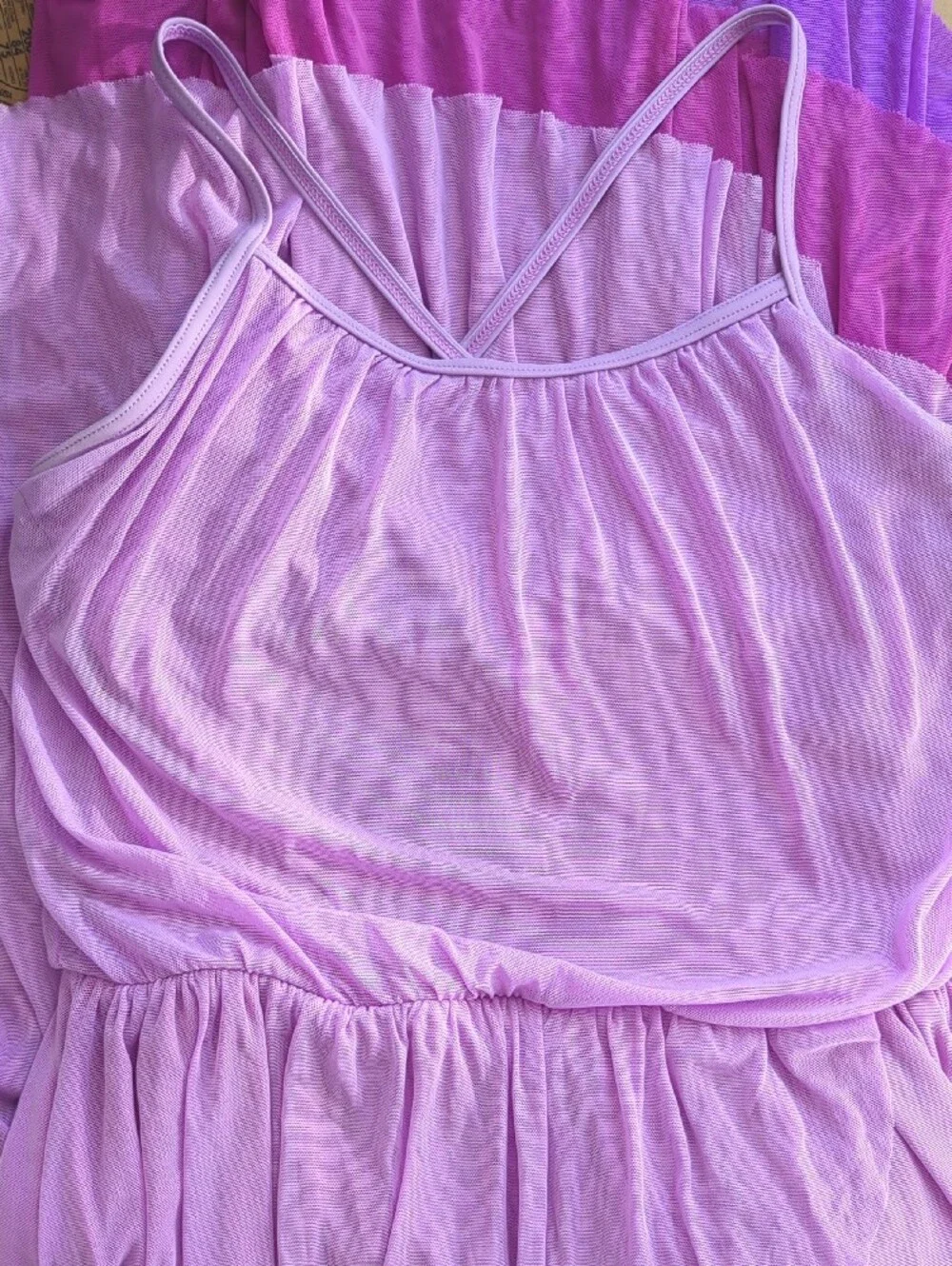 Balera Purple Ombre Tiered Chiffon Lyrical High-Low Dance Dress Costume